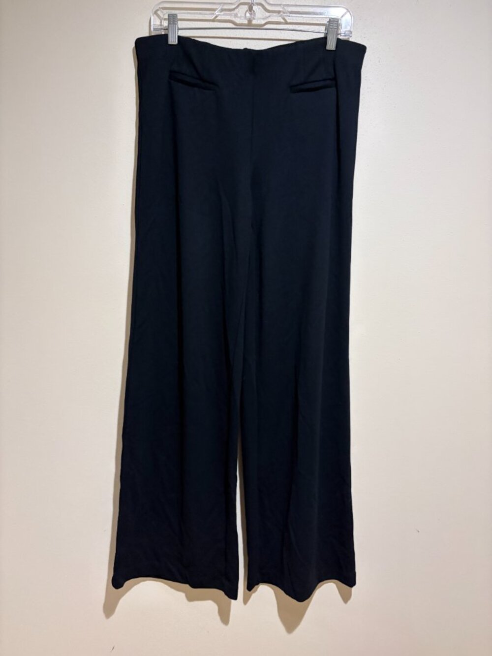J Jill Ponte Wide Leg Welt Pocket Pull On Pants Black